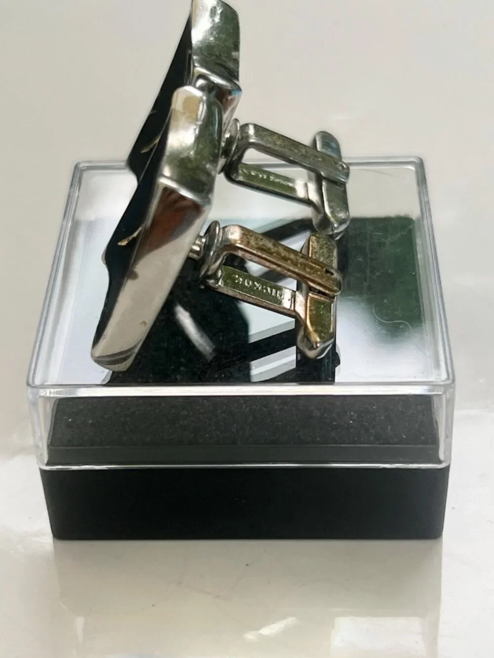 Vintage Gold & Black Cufflinks With Abstract Human Figure Design Elegant Formal
